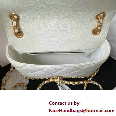 Chanel Grained Calfskin  &  Gold-Tone Metal Chain Flap Bag AS4431 White 2023